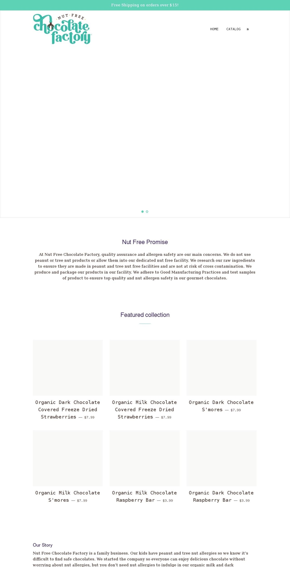nutfreechocolatefactory.com shopify website screenshot