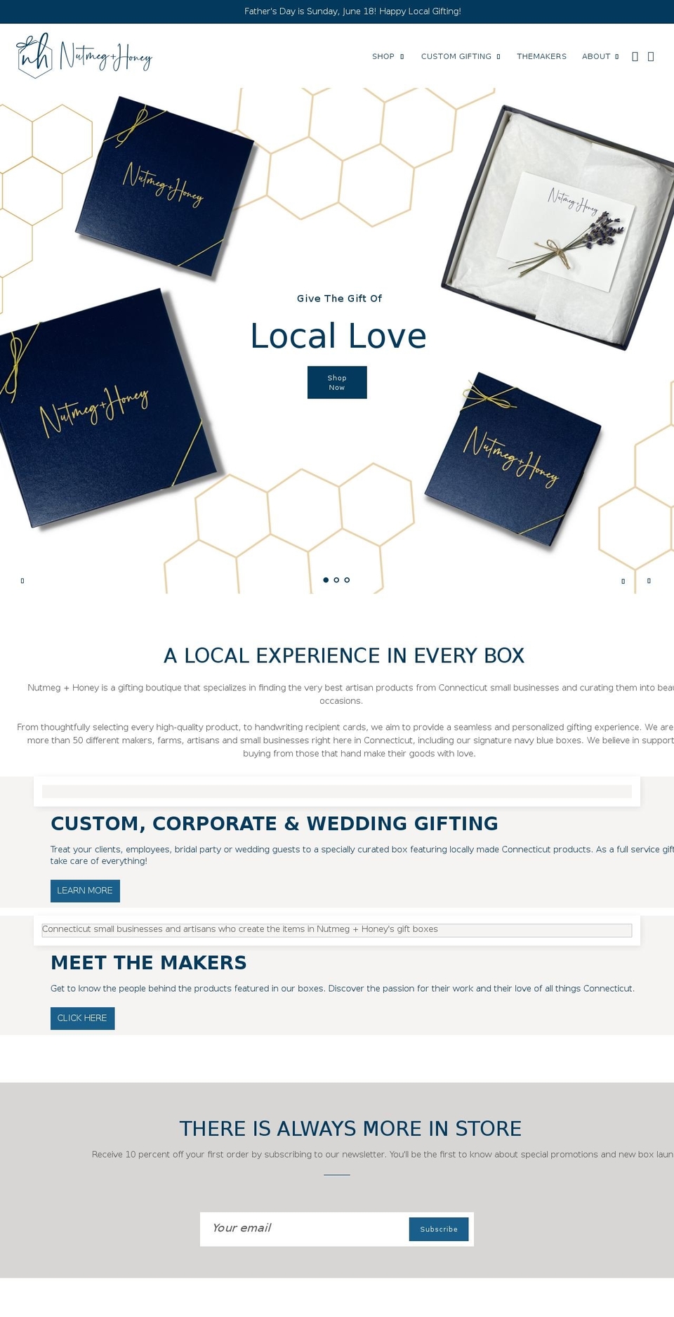 nutmeghoney.com shopify website screenshot