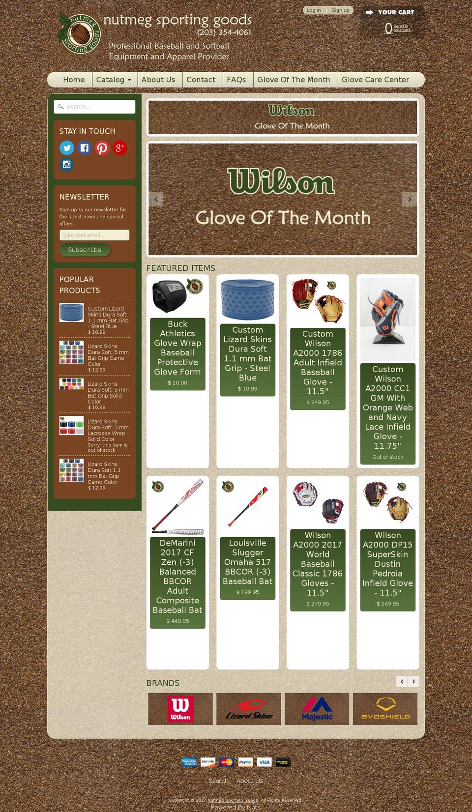 nutmegsportinggoods.com shopify website screenshot