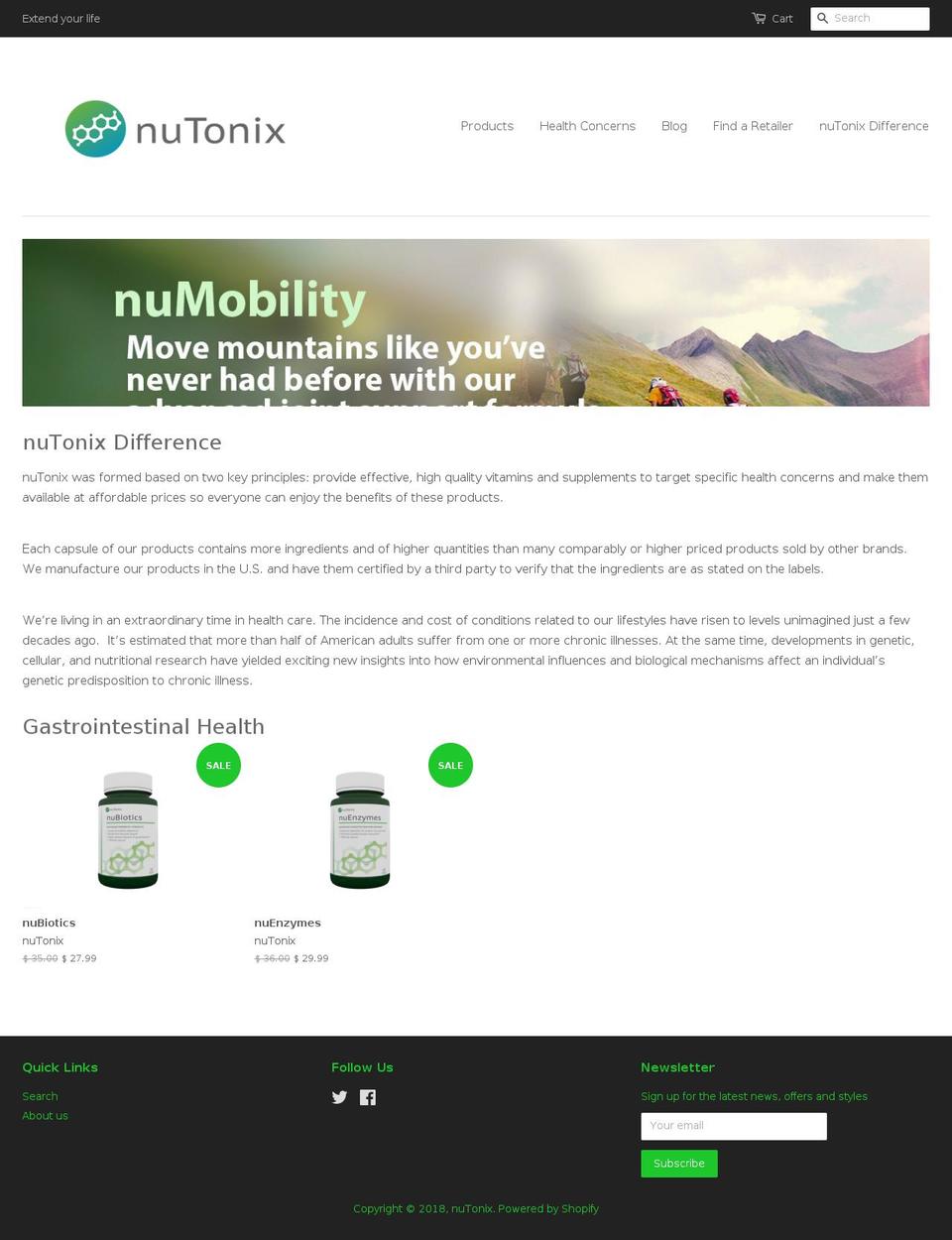 nutonixlabs.com — Shopify storefront screenshot
