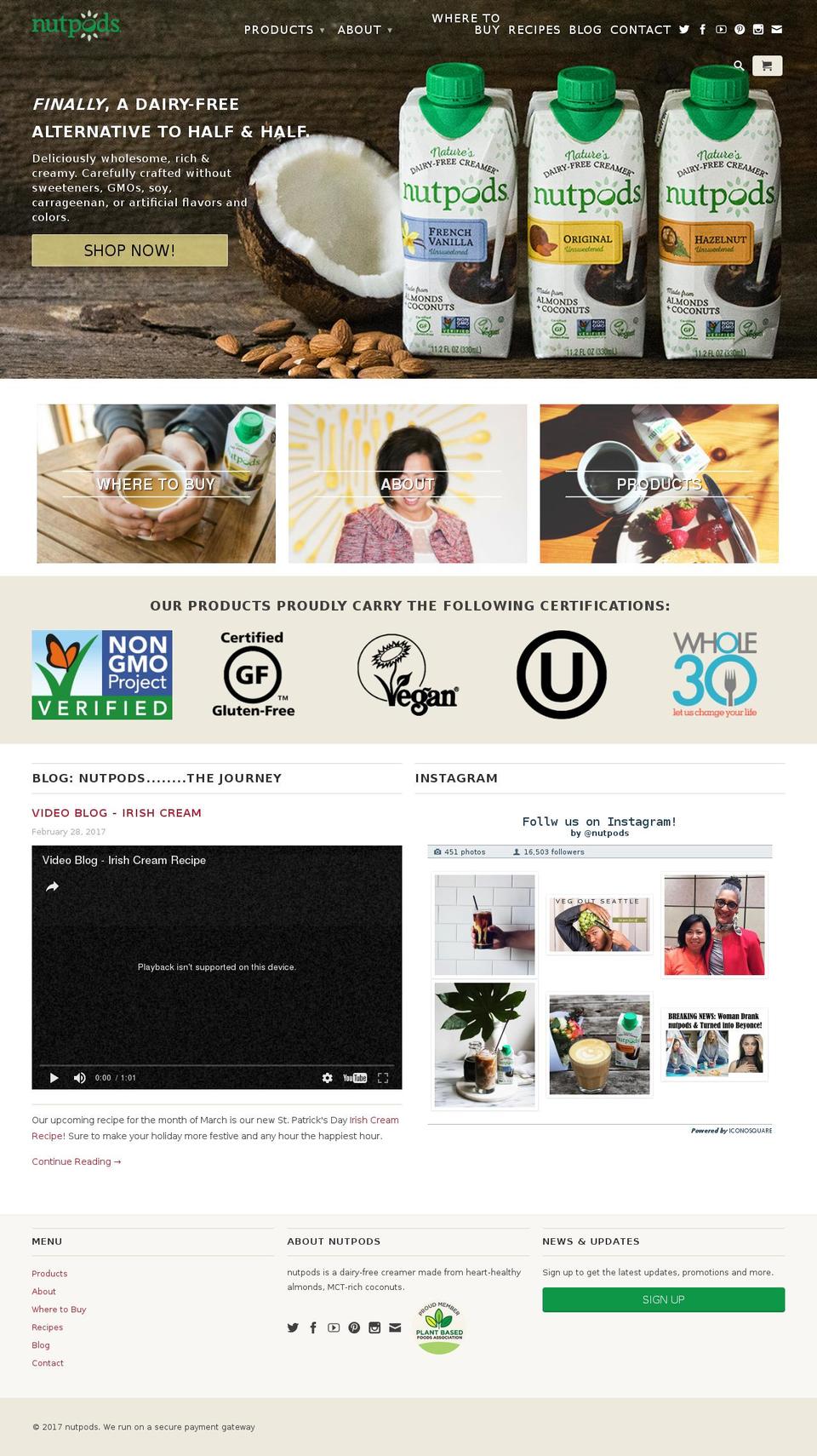 nutpods.com shopify website screenshot