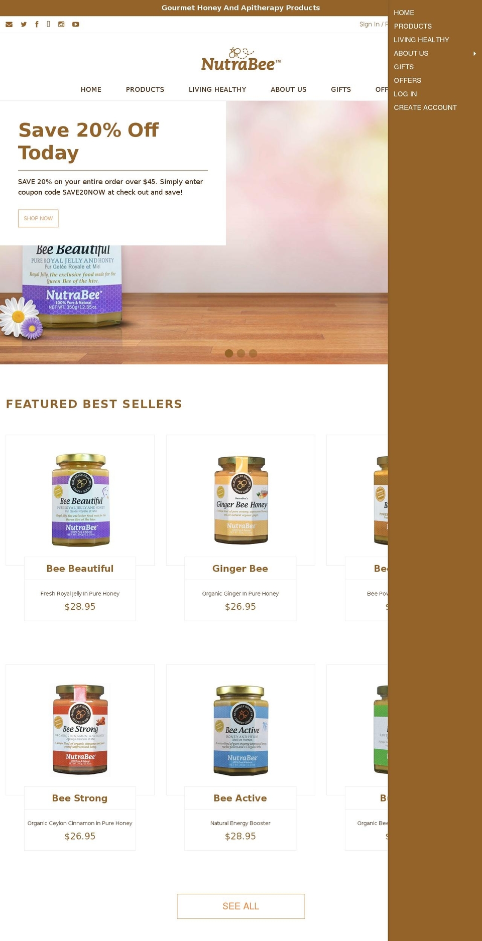 nutrabeehoney.com — Shopify storefront screenshot