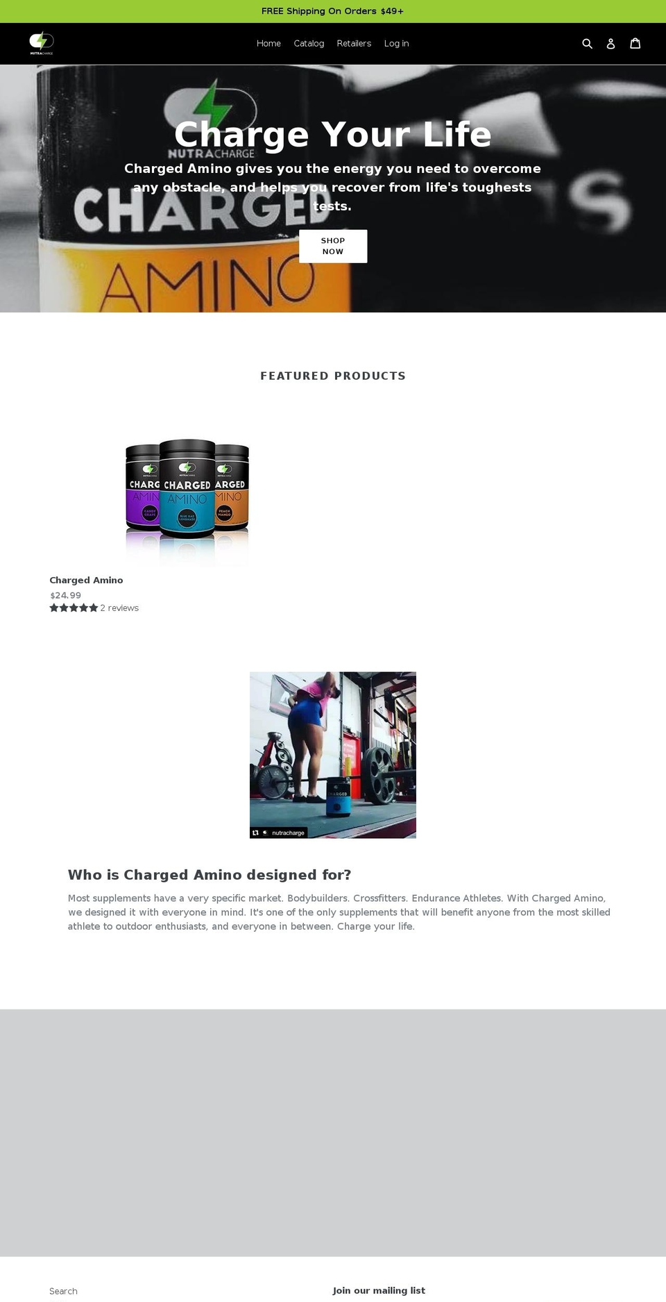 nutracharge.com — Shopify storefront screenshot