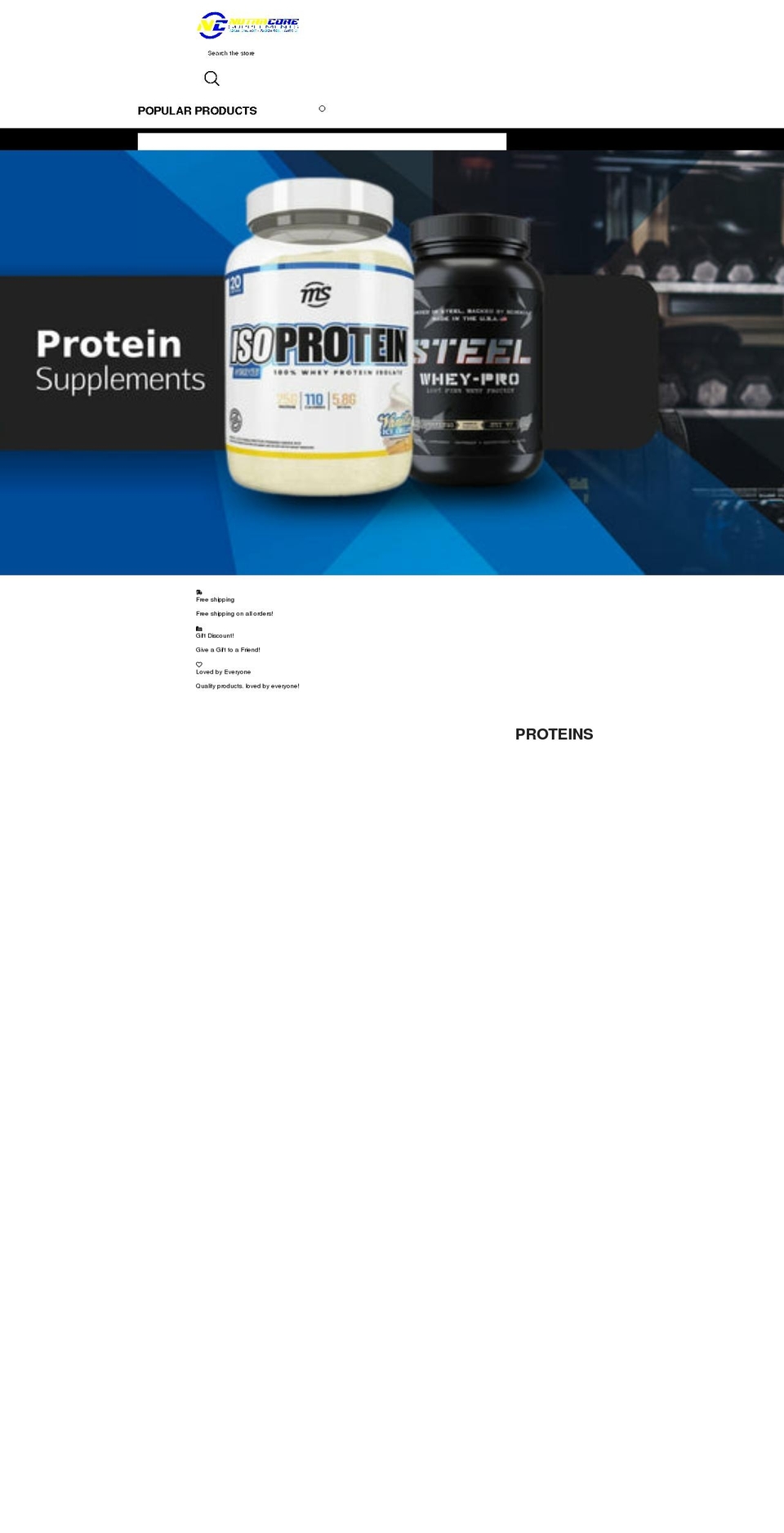 nutracoresupplements.com shopify website screenshot