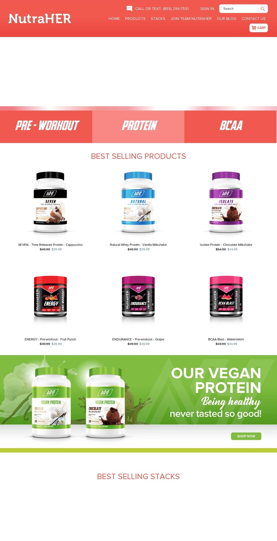 qeretail Shopify theme site example nutraher.com