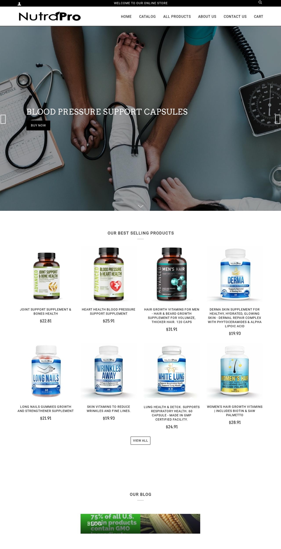 nutrapro.us shopify website screenshot