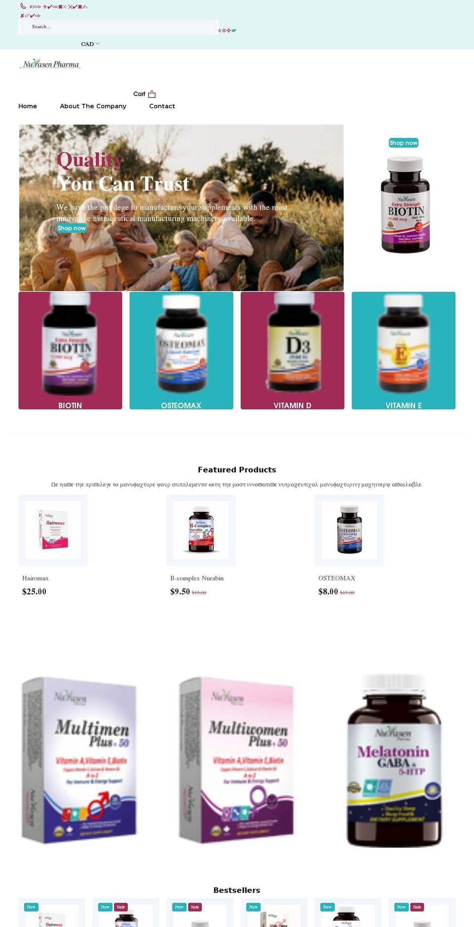 nutrasenpharma.com shopify website screenshot