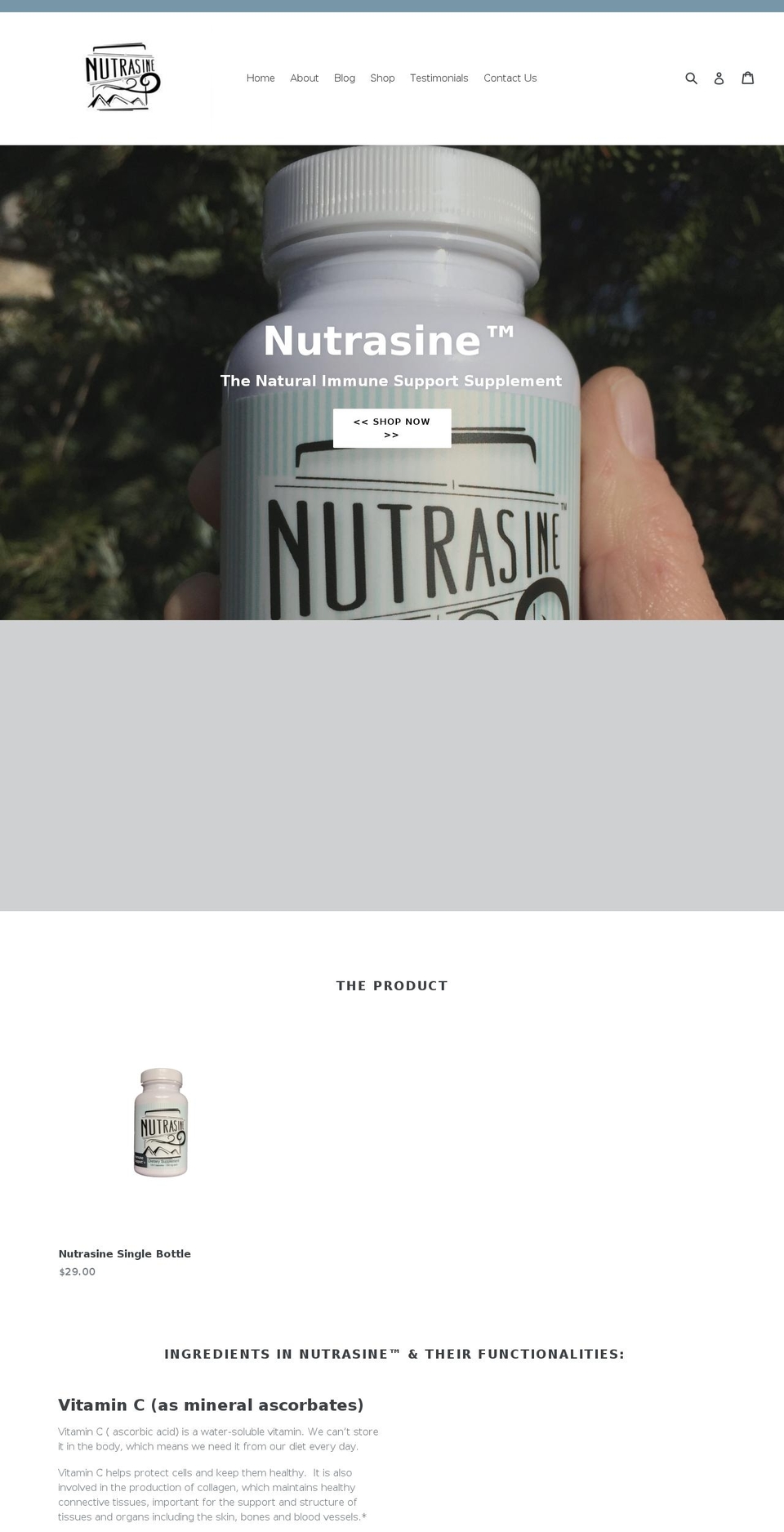nutrasine.com — Shopify storefront screenshot