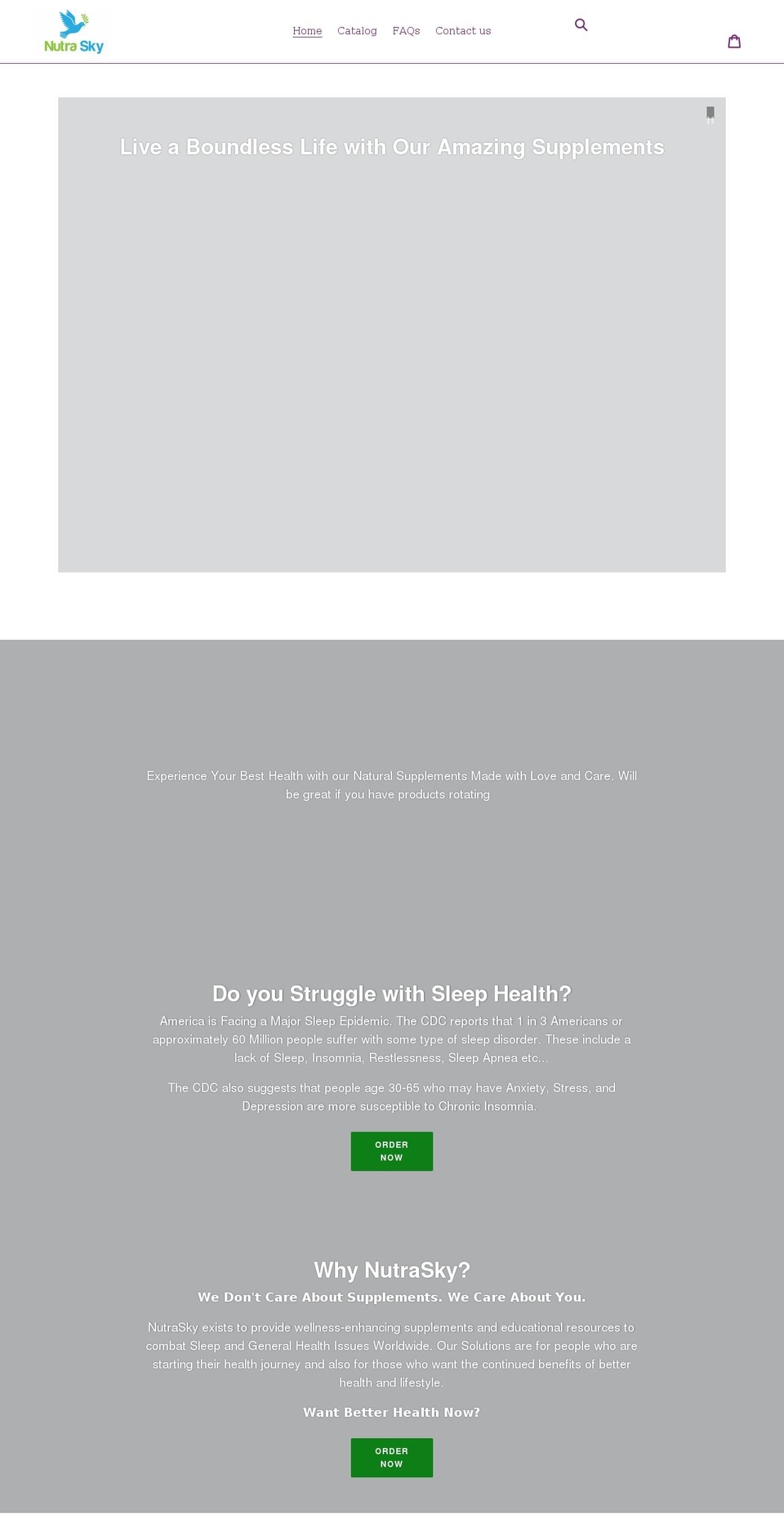 nutrasky.com shopify website screenshot
