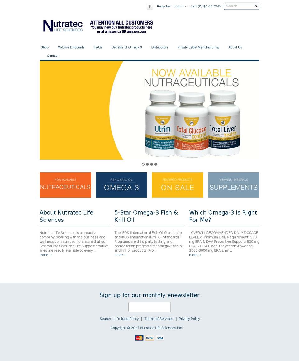 nutratecls.com shopify website screenshot