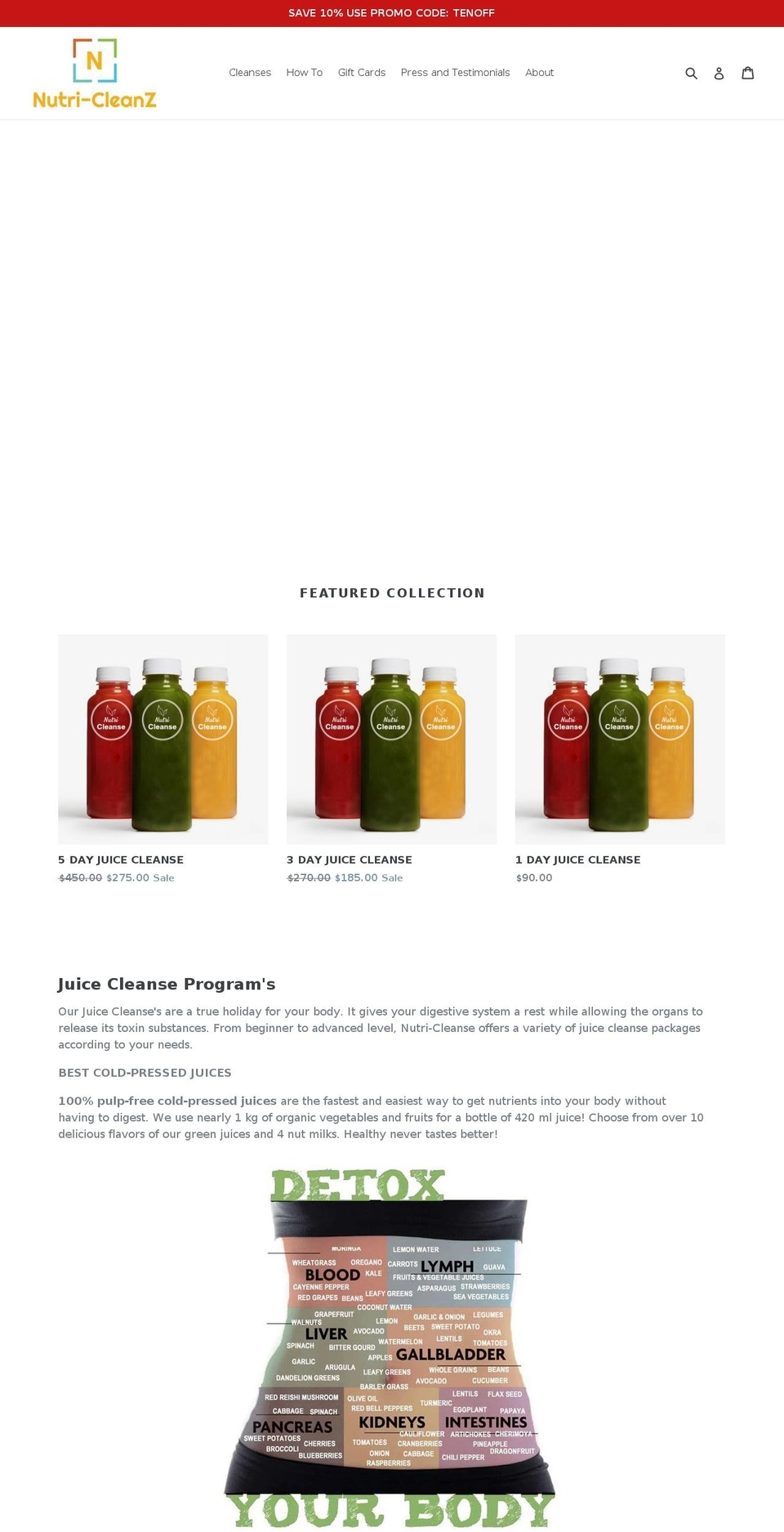 nutri-cleanz.com — Shopify storefront screenshot