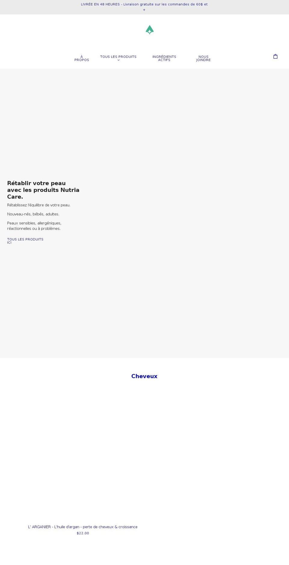 nutriacare.com shopify website screenshot