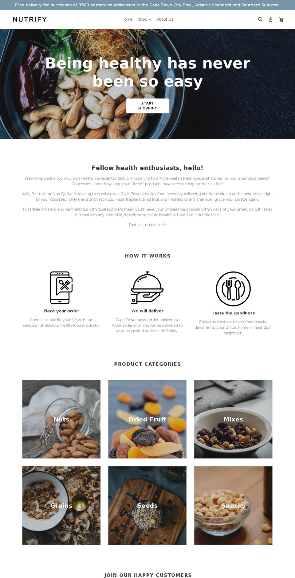 nutrify.co.za shopify website screenshot