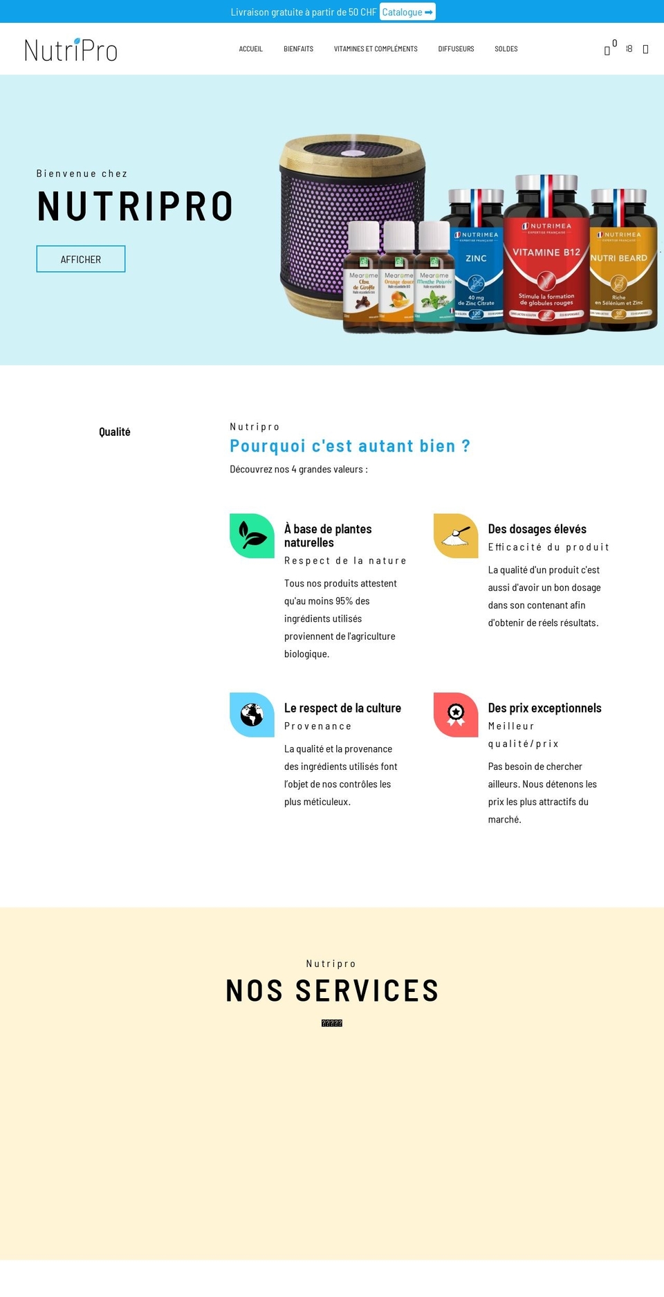 nutripro.ch shopify website screenshot