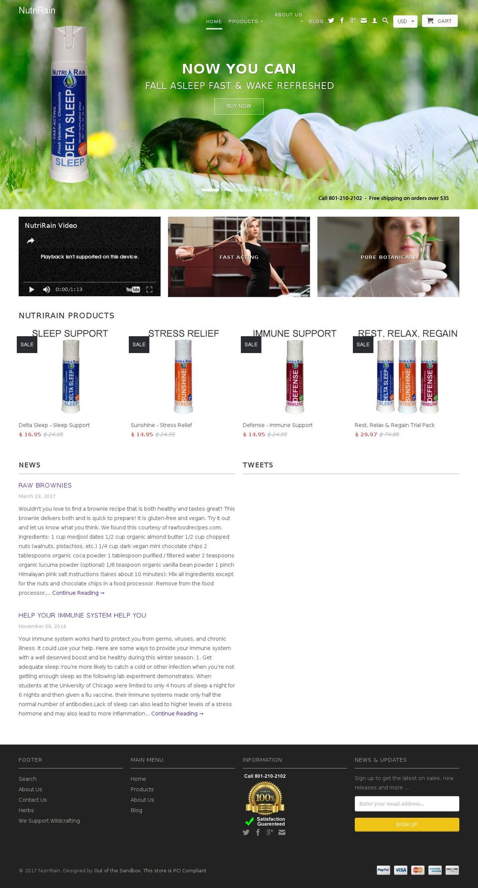 nutrirain.com shopify website screenshot