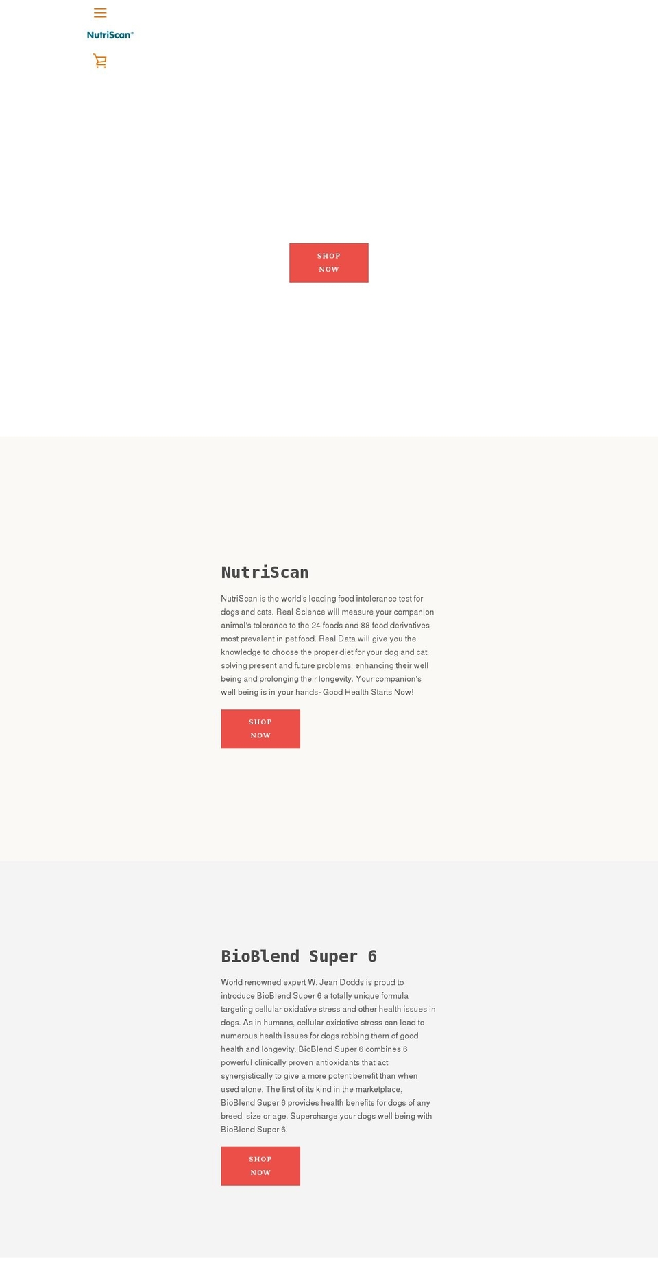 nutriscanlabs.org shopify website screenshot