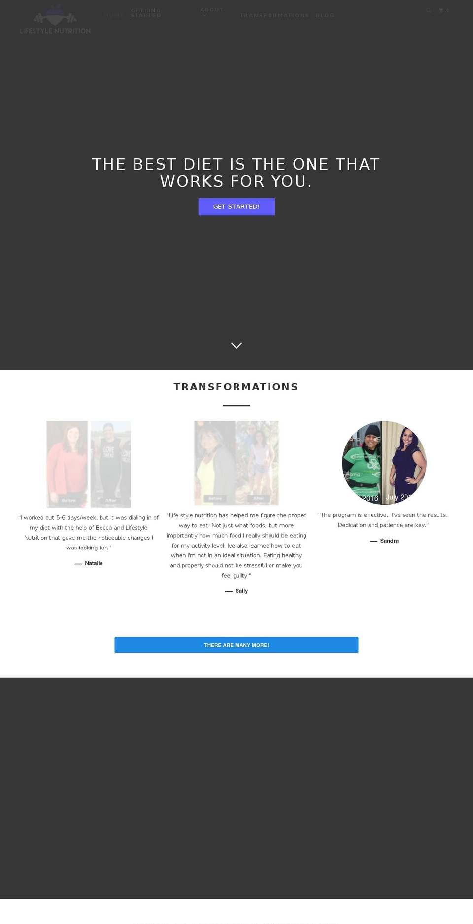 nutritionisalifestyle.com — Shopify storefront screenshot