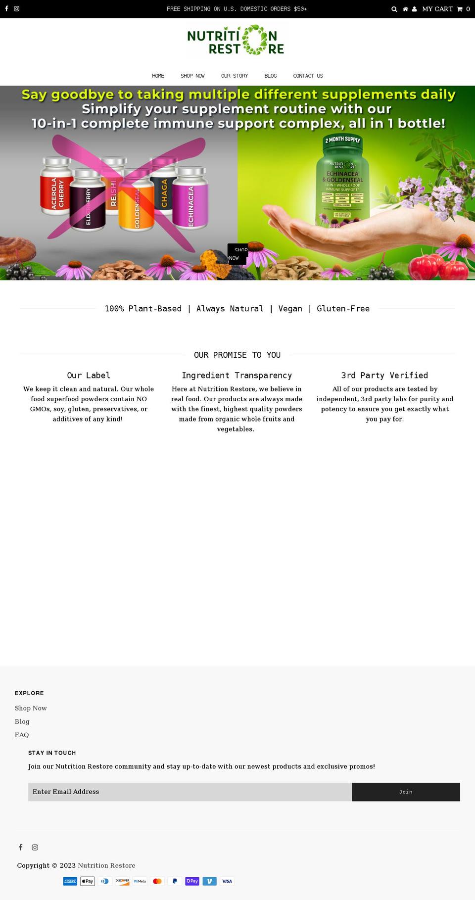 nutritionrestore.com shopify website screenshot