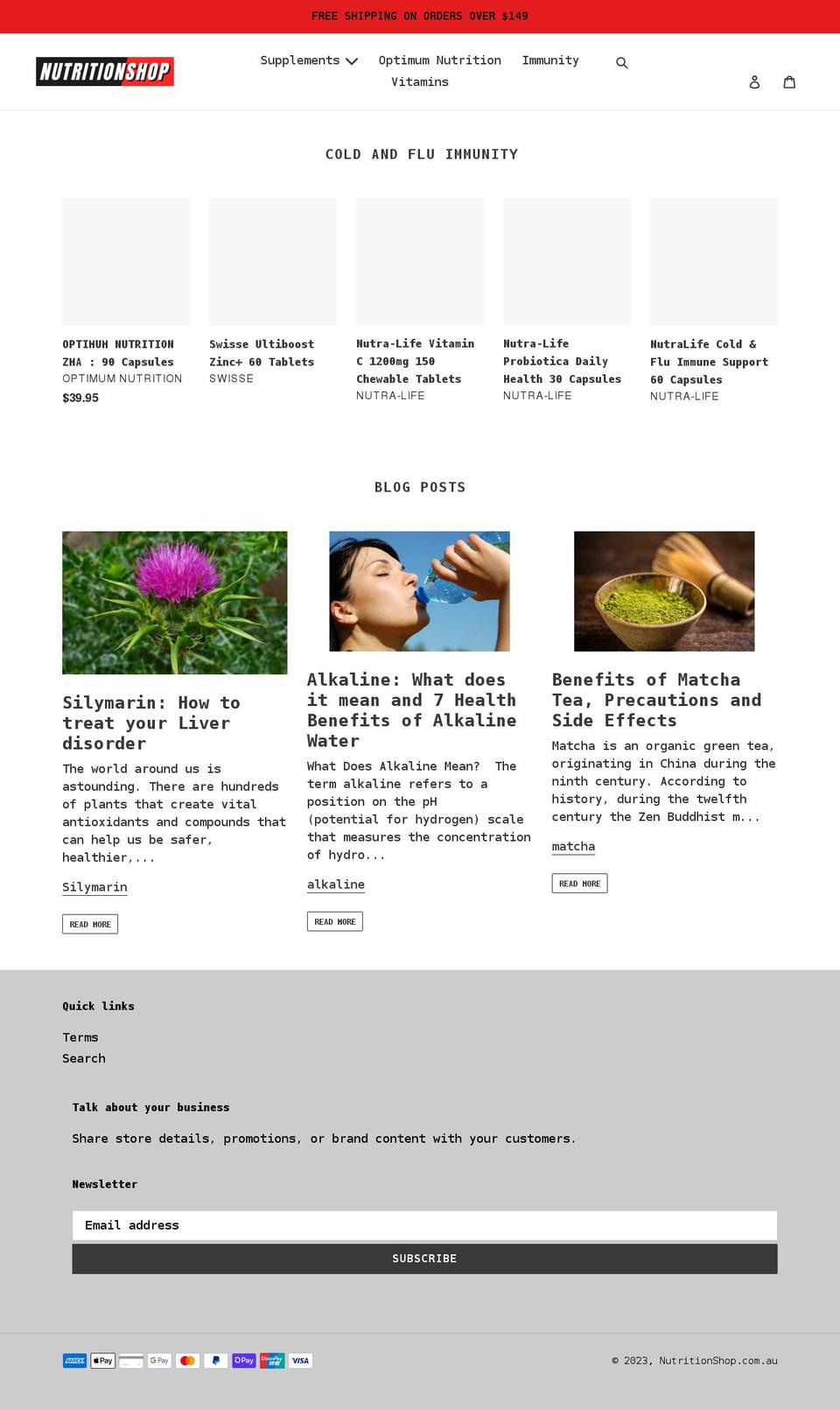 nutritionshop.com.au shopify website screenshot