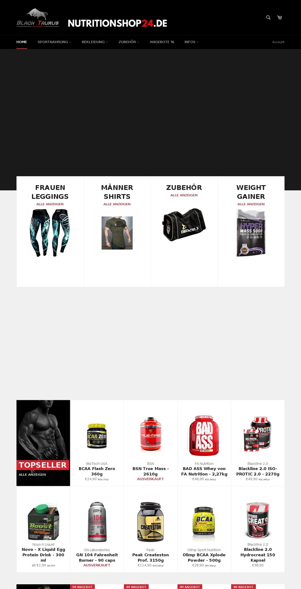 nutritionshop24.de shopify website screenshot