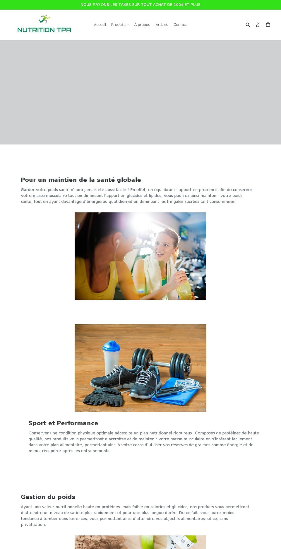 nutritiontpa.com — Shopify storefront screenshot