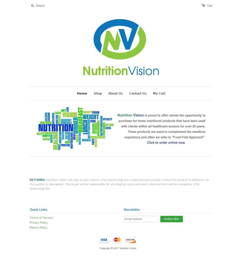 nutritionvision.com shopify website screenshot