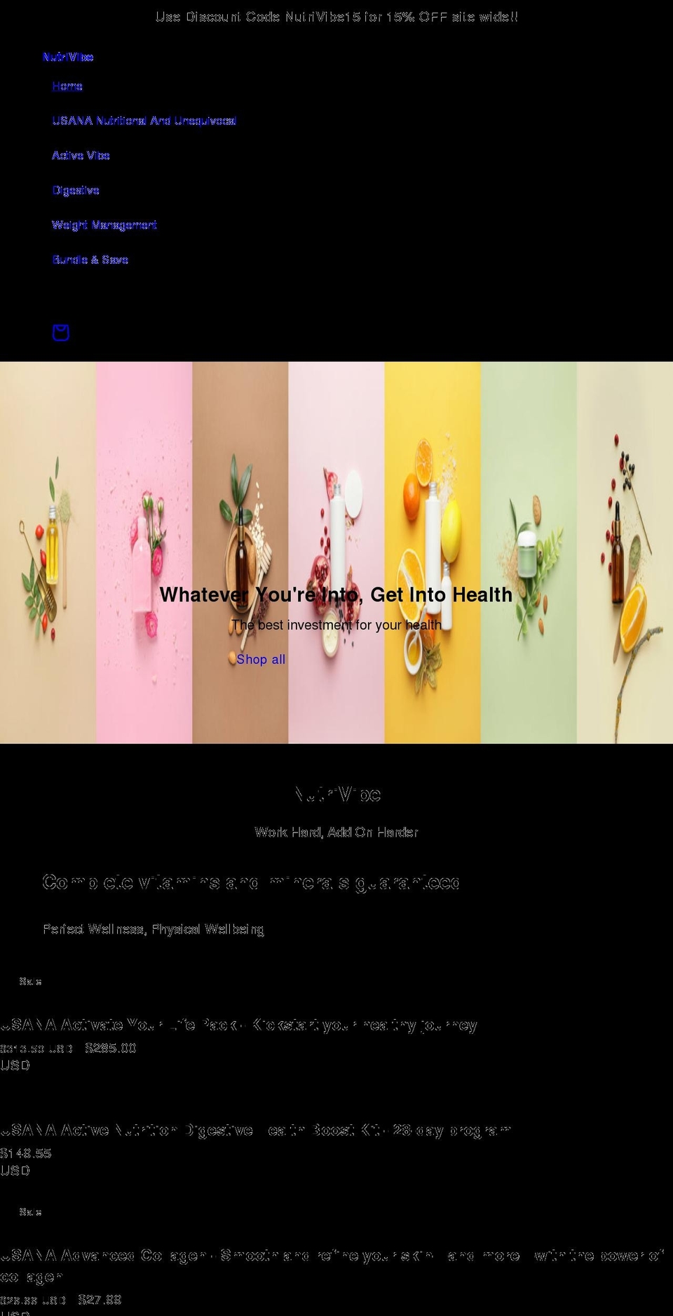 nutrivibe.com shopify website screenshot