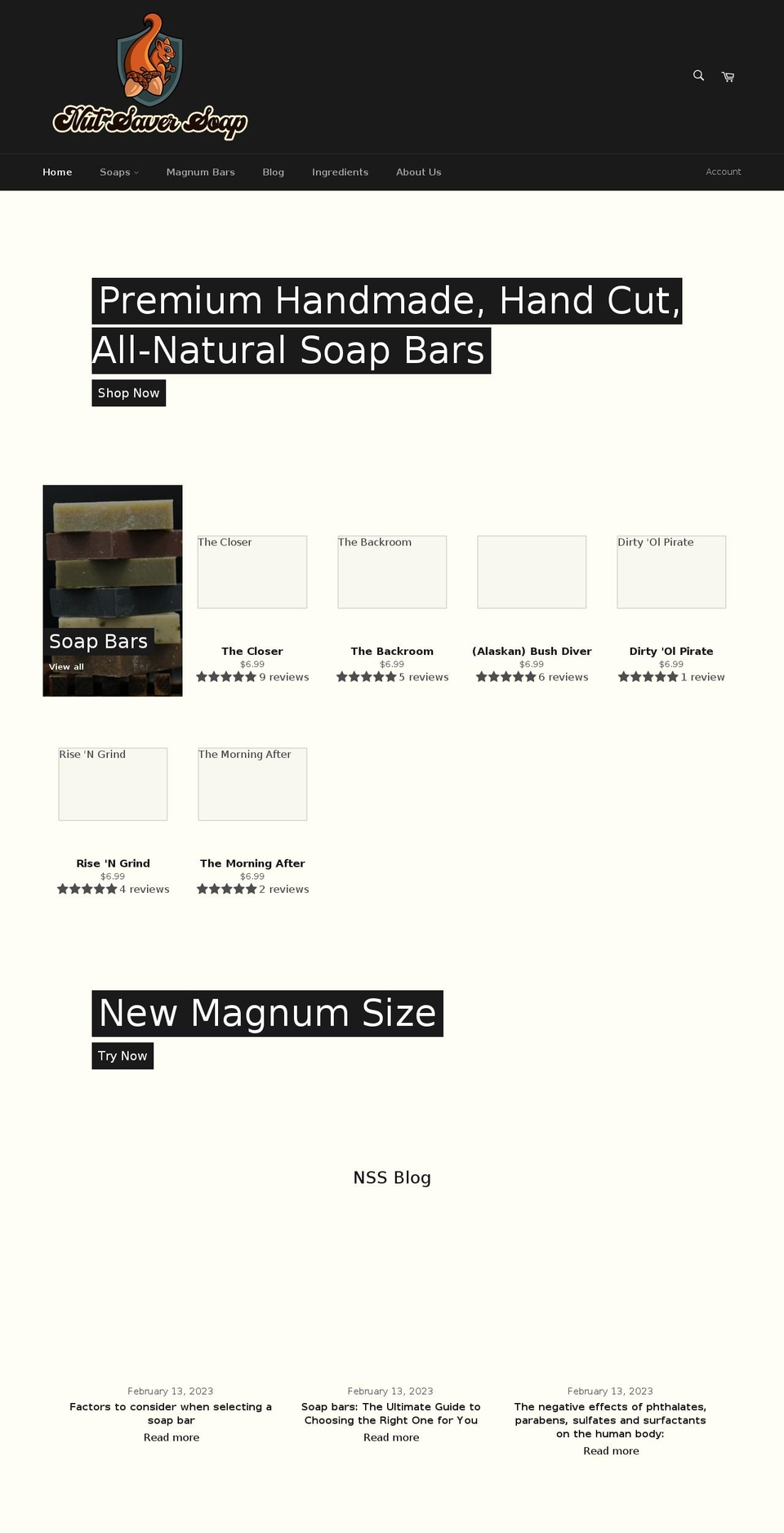 nutsaversoap.com shopify website screenshot