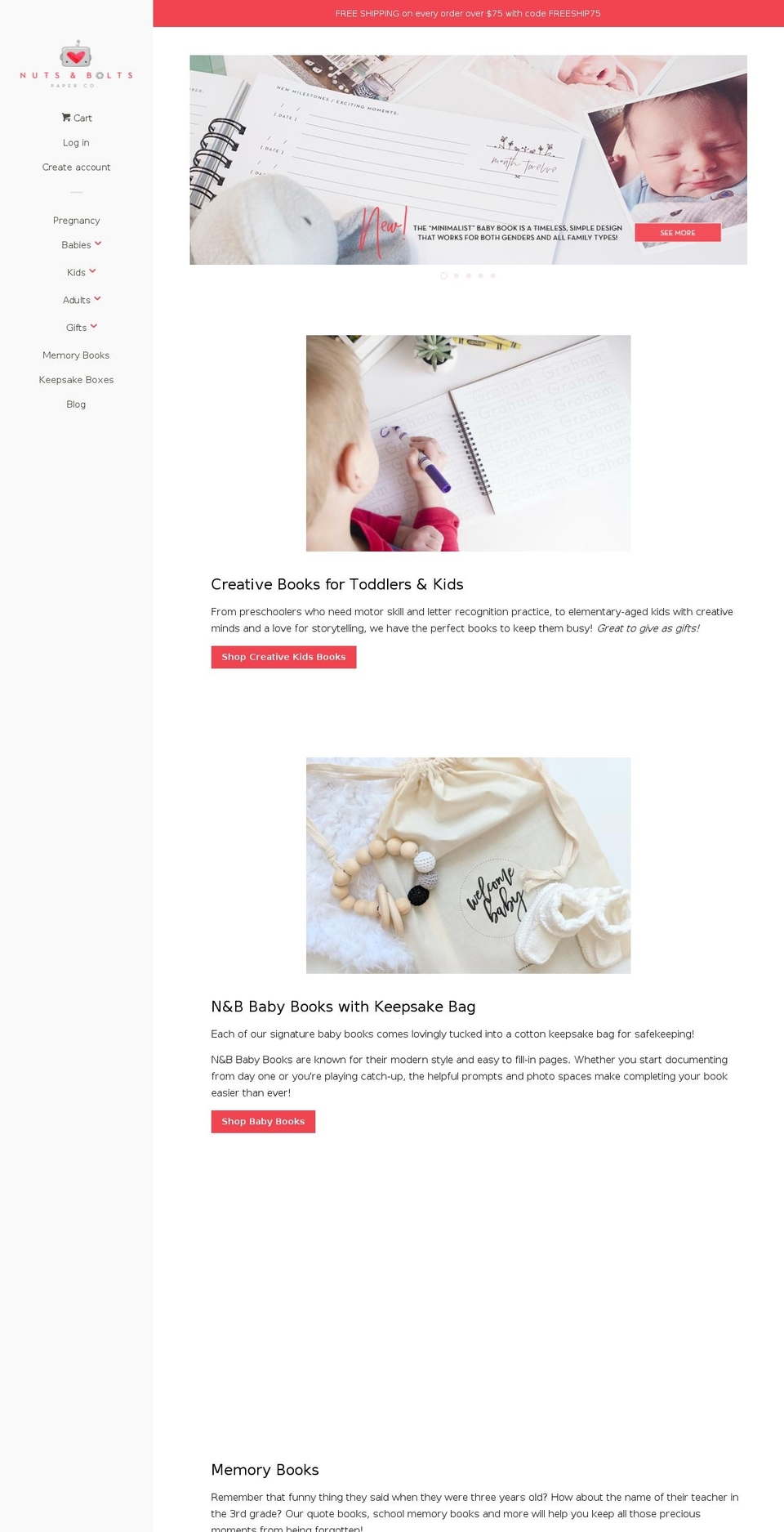 nutsboltspaper.com shopify website screenshot