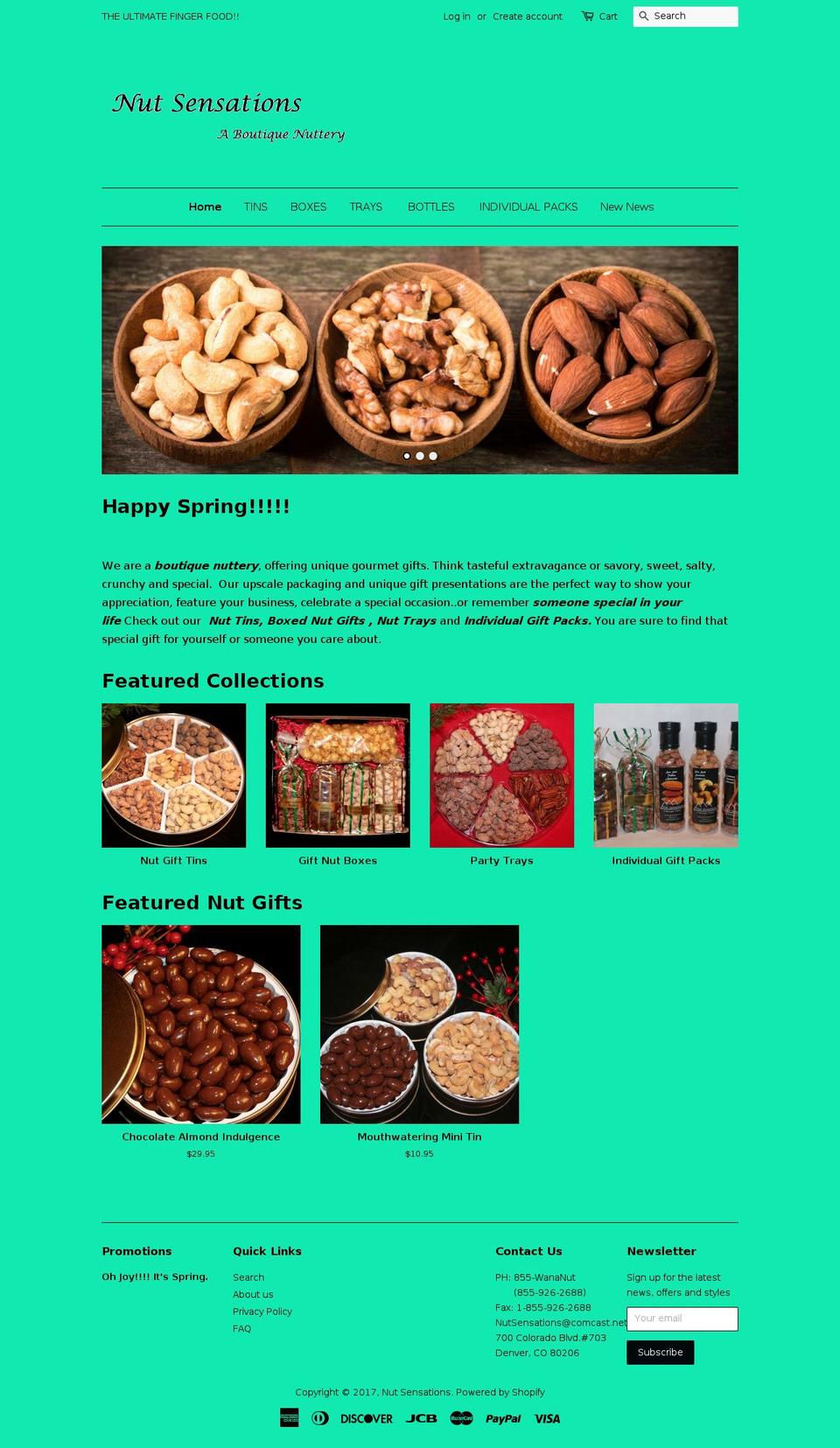 nutsensations.com shopify website screenshot