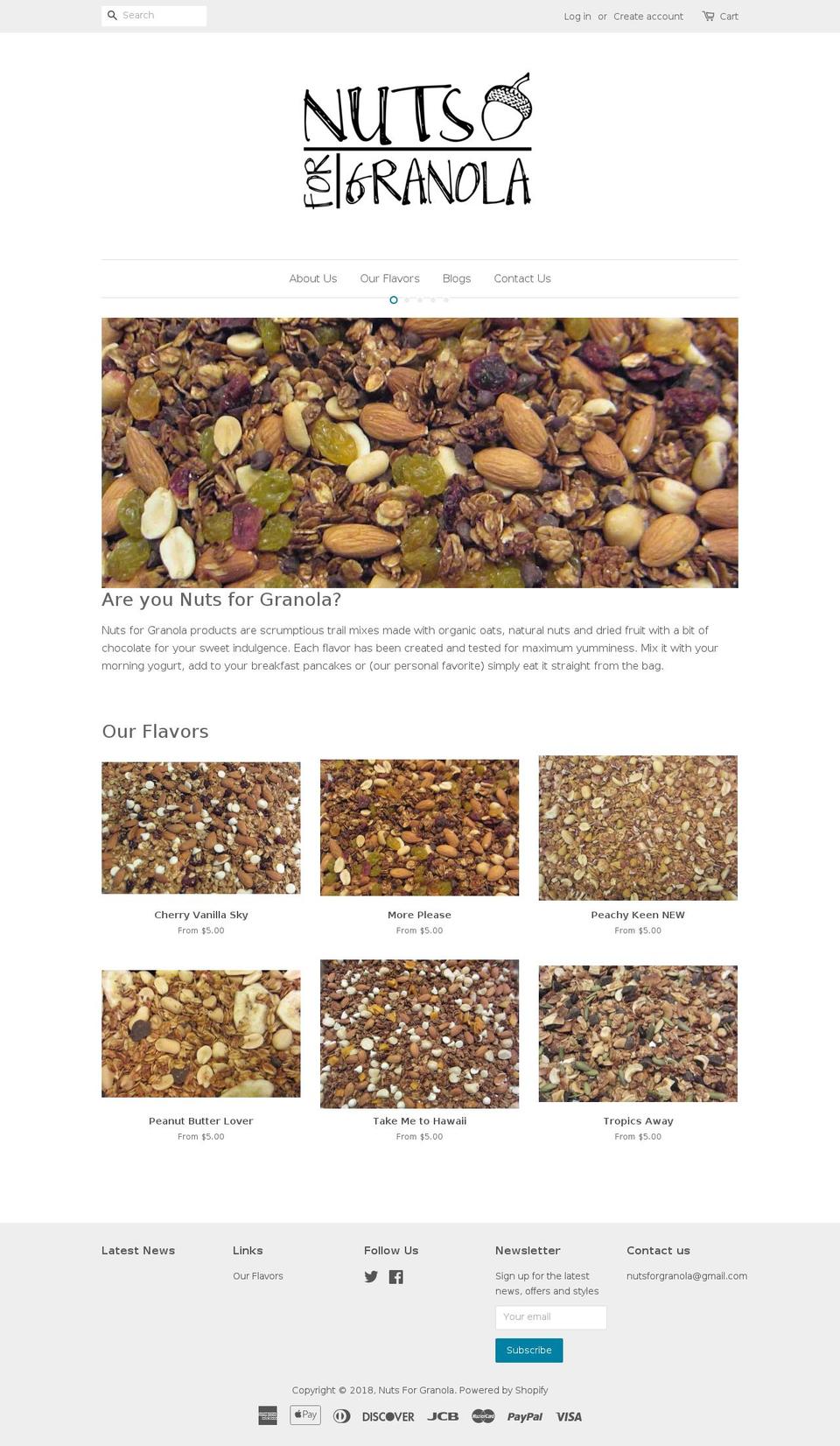 nutsforgranola.com — Shopify storefront screenshot