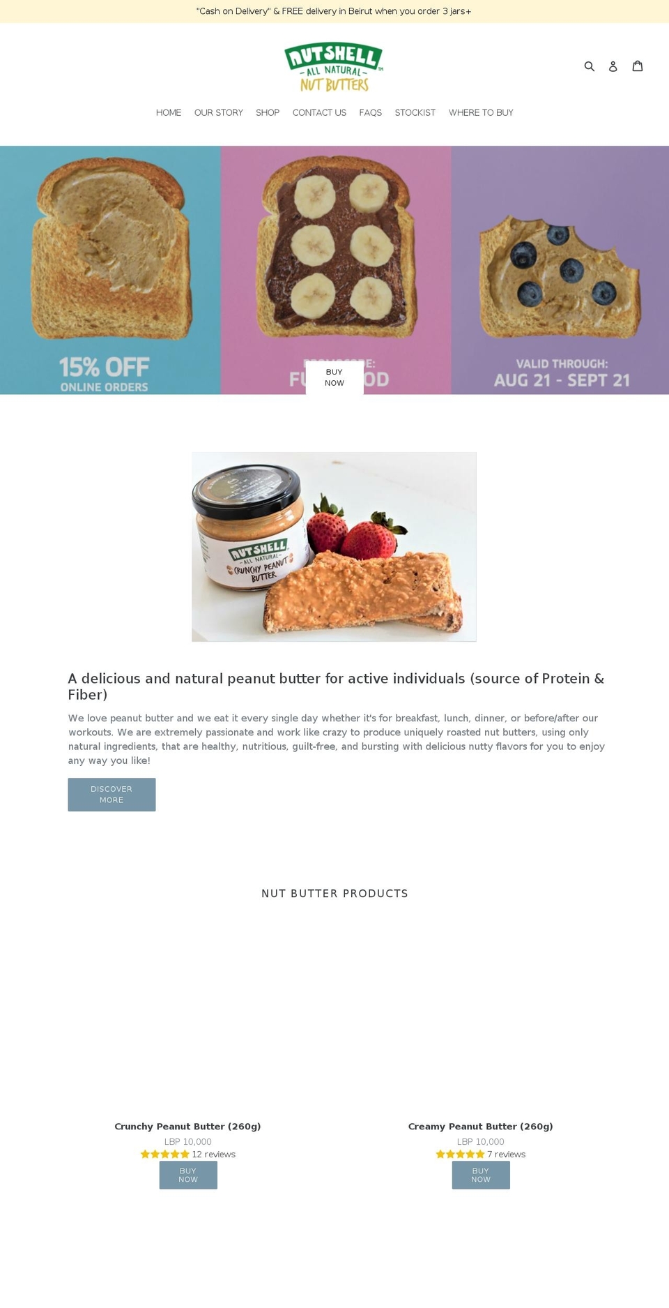nutshellbutters.com — Shopify storefront screenshot
