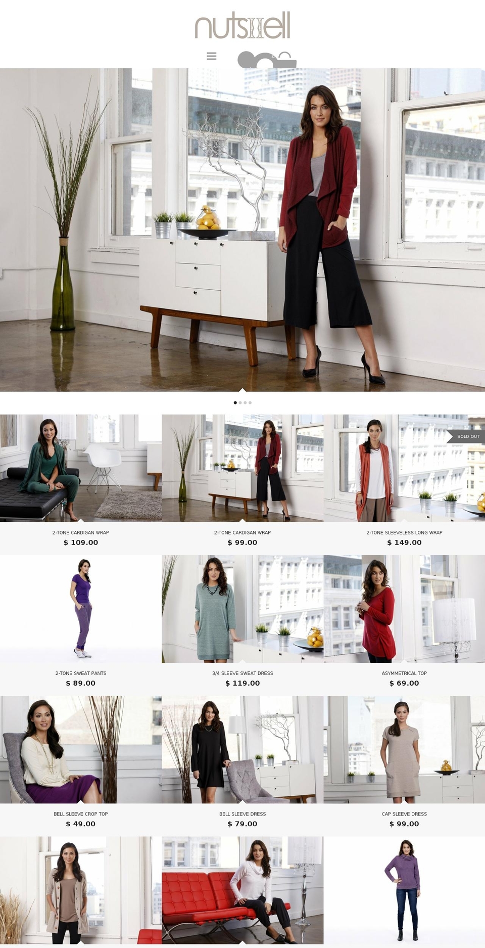 nutshellclothing.com — Shopify storefront screenshot