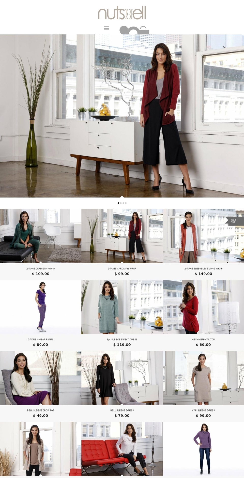 nutshellclothing.net shopify website screenshot