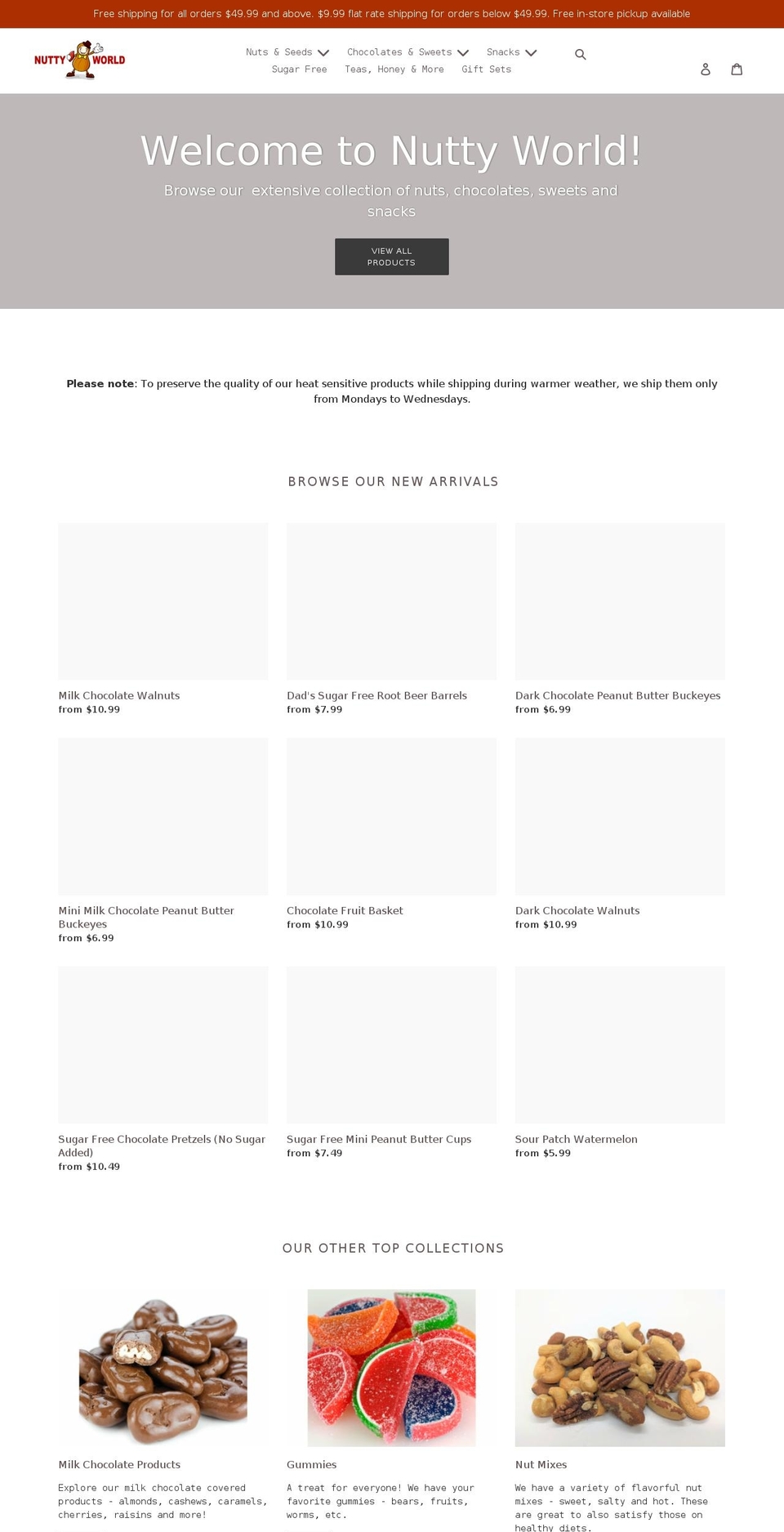 nuttyworldshop.com shopify website screenshot