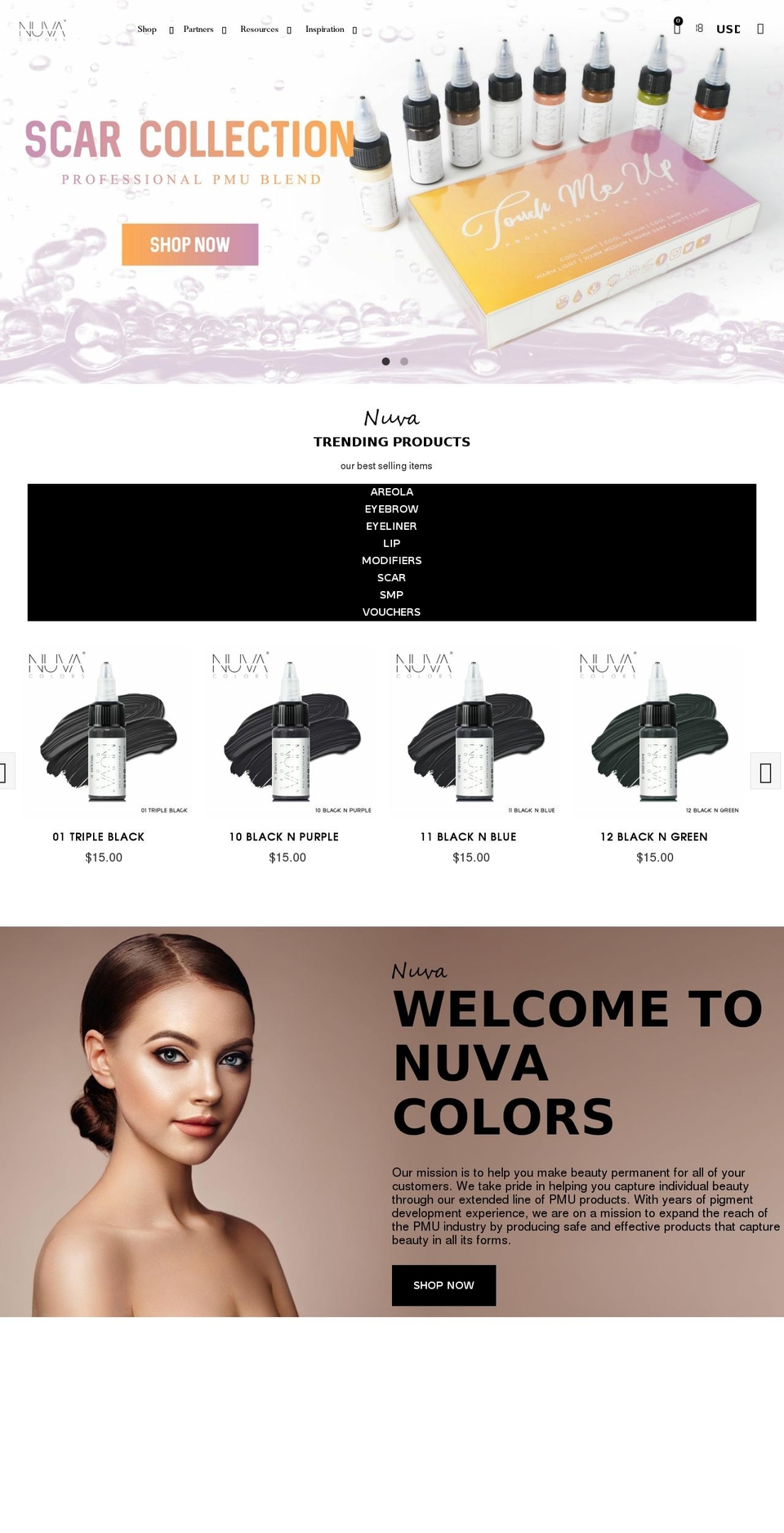 nuvacolors.com shopify website screenshot