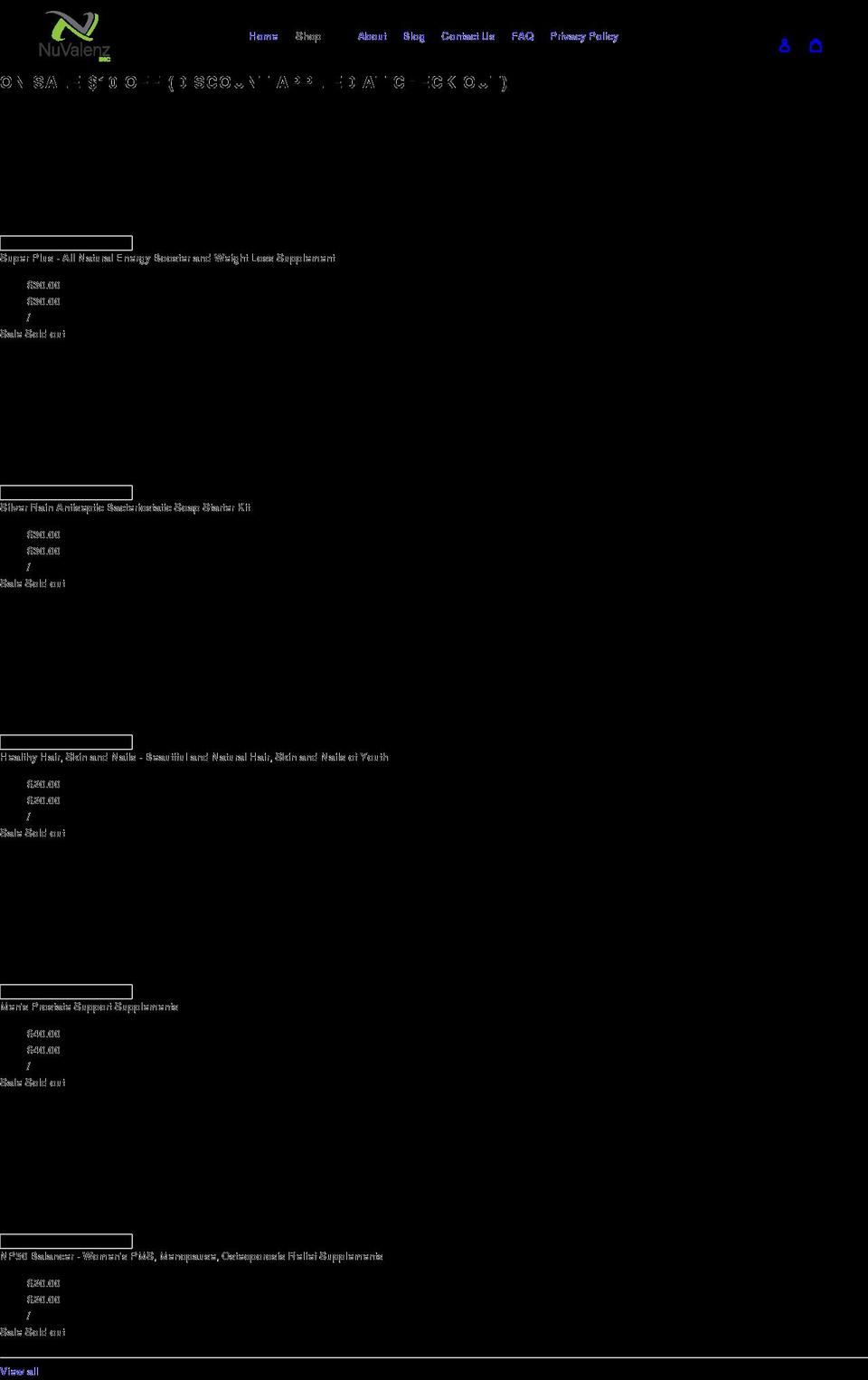 nuvalenz.com shopify website screenshot