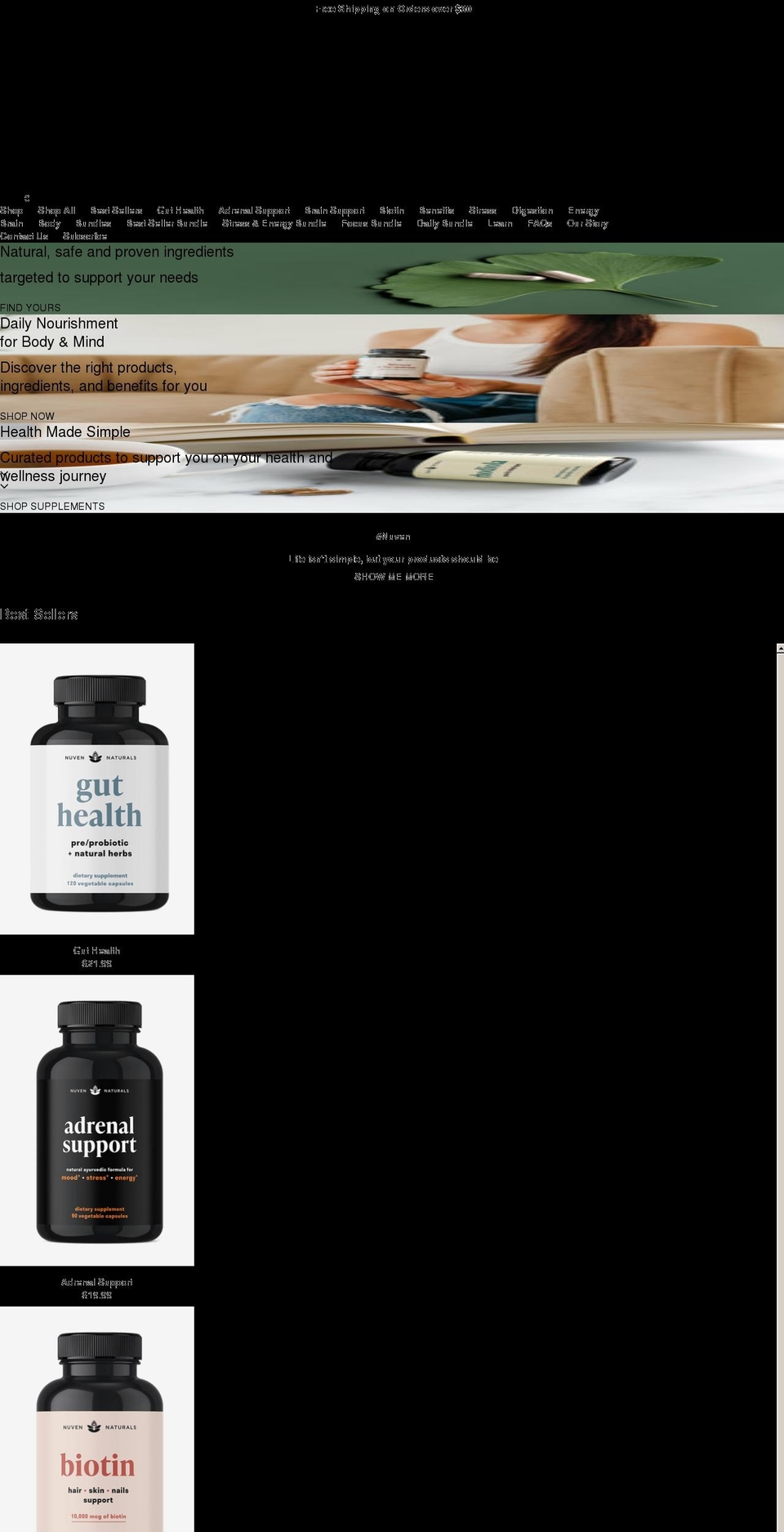 nuvenlife.com shopify website screenshot