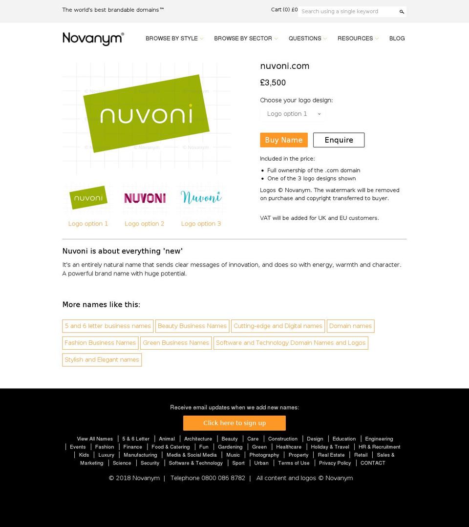 nuvoni.com — Shopify storefront screenshot