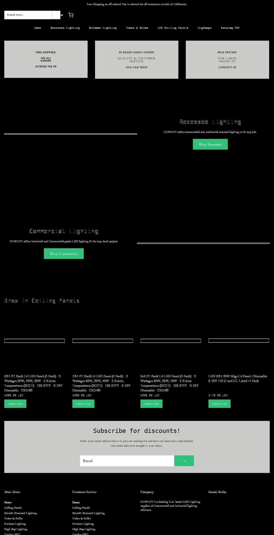 nuwattlighting.com shopify website screenshot