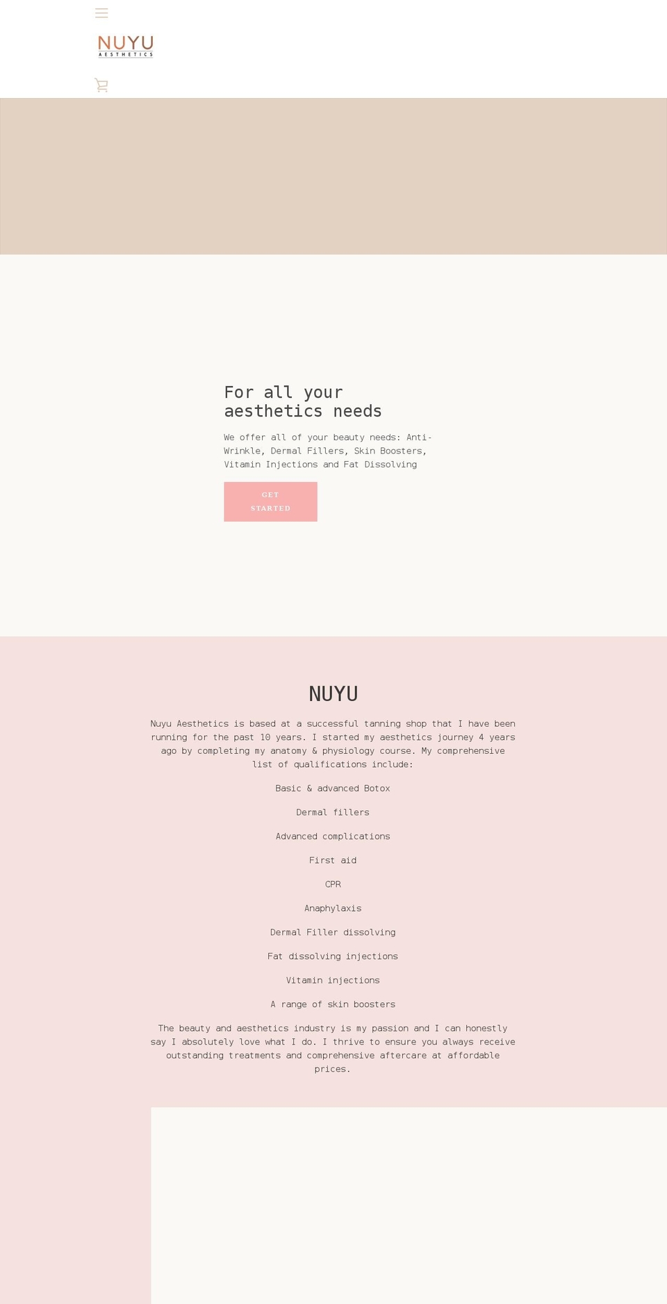 nuyuaesthetics.com shopify website screenshot