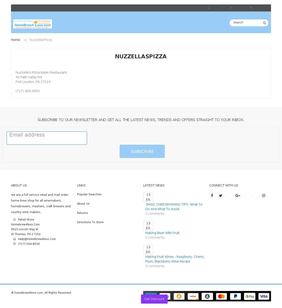 homebrew Shopify theme site example nuzzellaspizza.com
