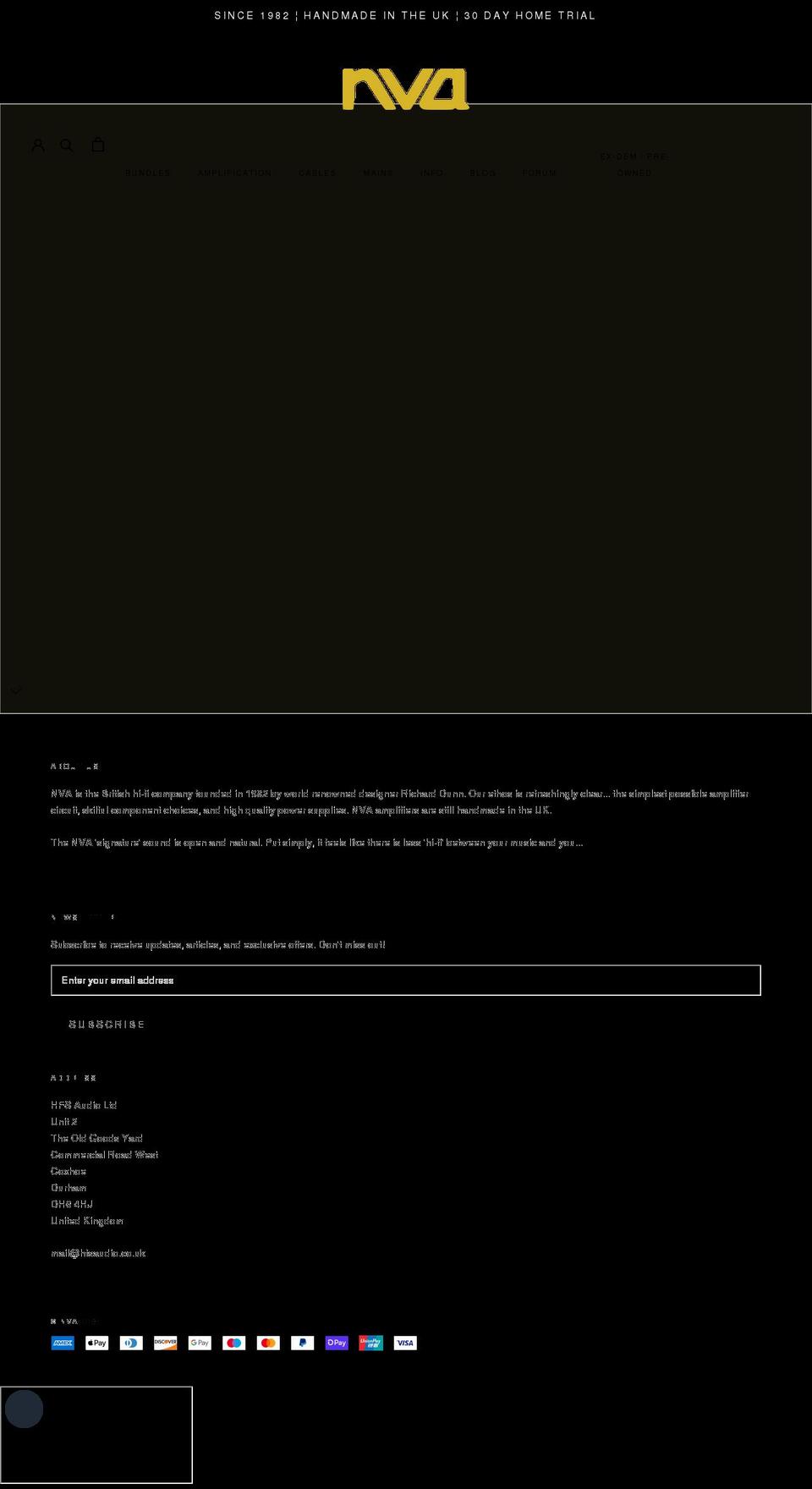 nvahifi.co.uk shopify website screenshot