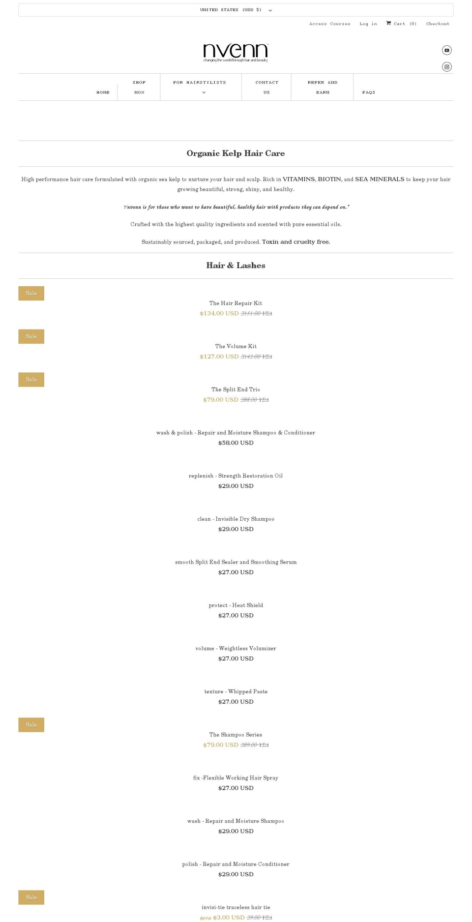 nvennhairandbeauty.com — Shopify storefront screenshot