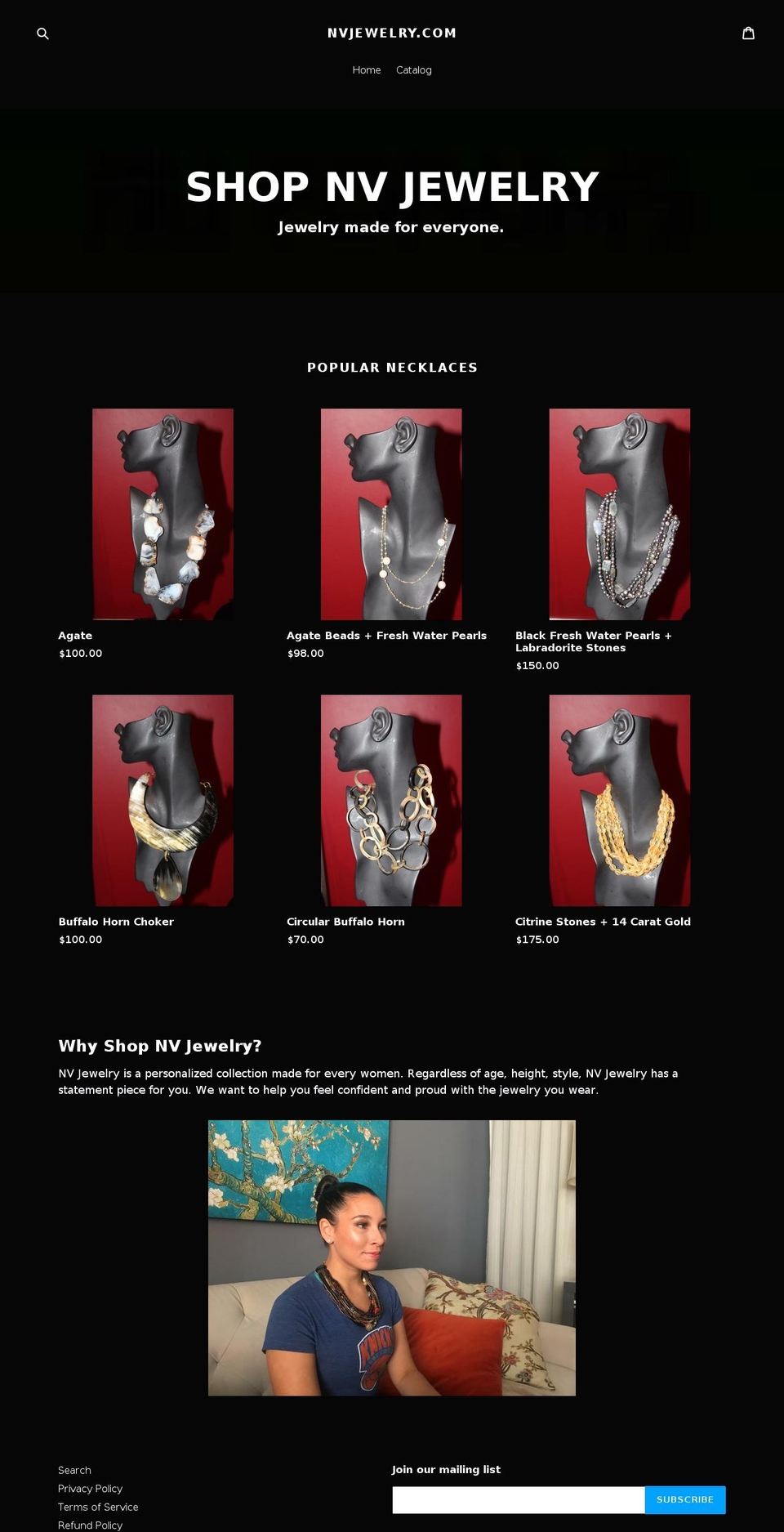 nvjewelry.store shopify website screenshot