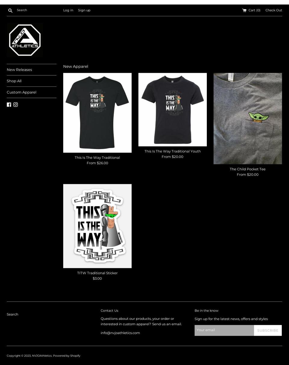 nvjoathletics.com — Shopify storefront screenshot