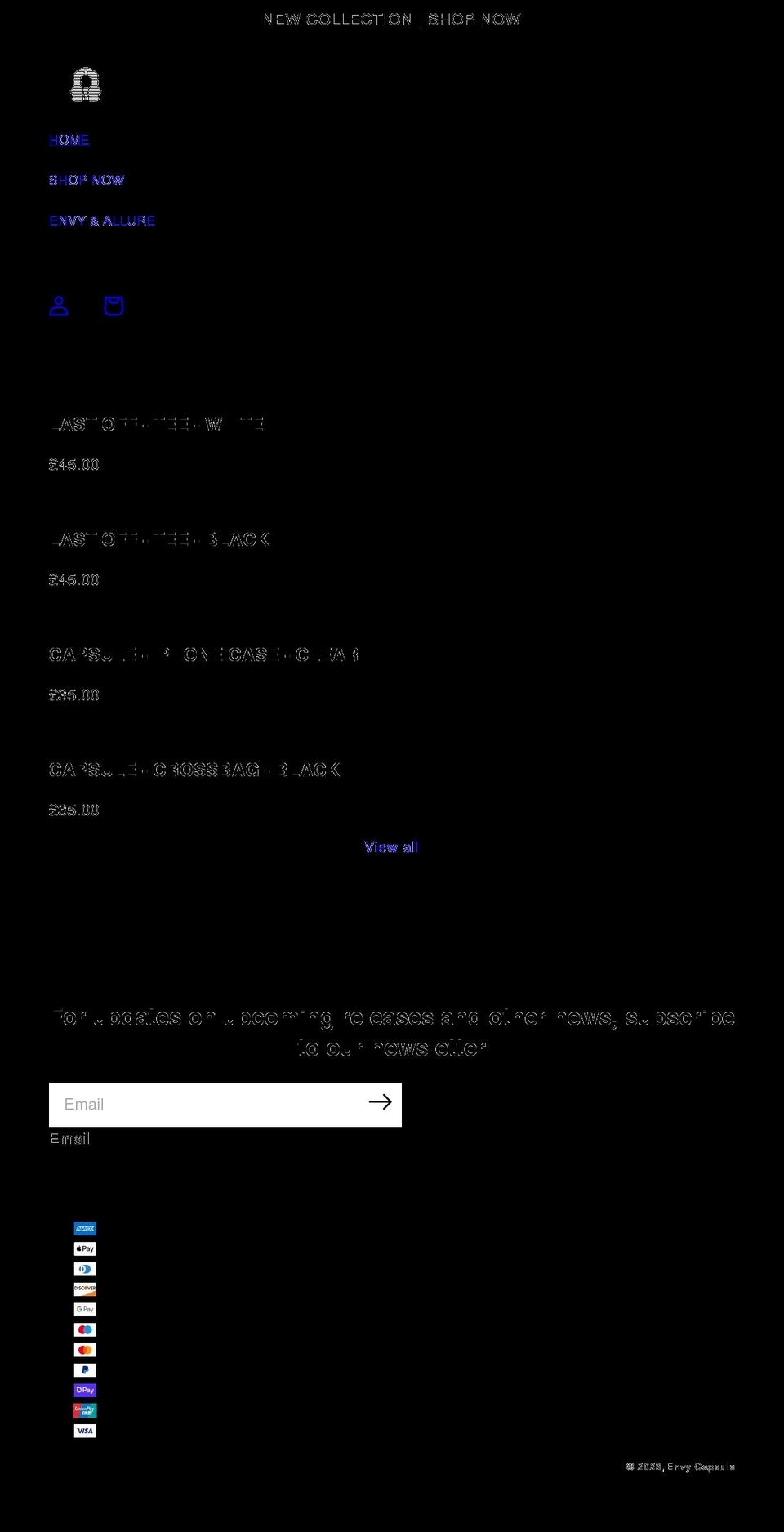 nvslondon.com shopify website screenshot