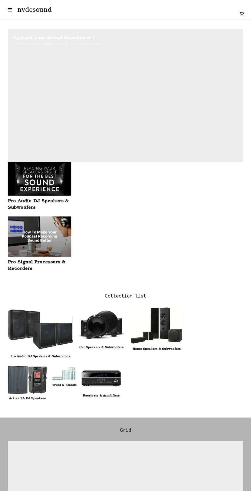 nvsounds.com shopify website screenshot