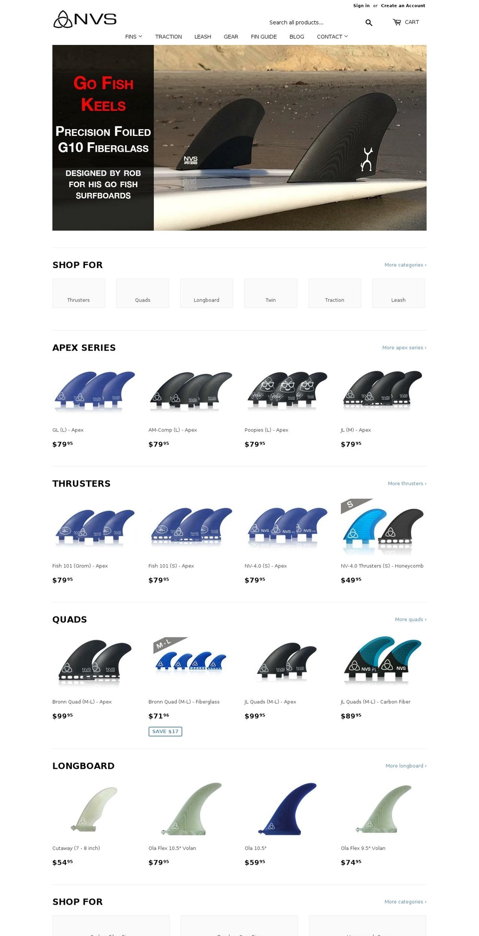 nvssurf.com — Shopify storefront screenshot