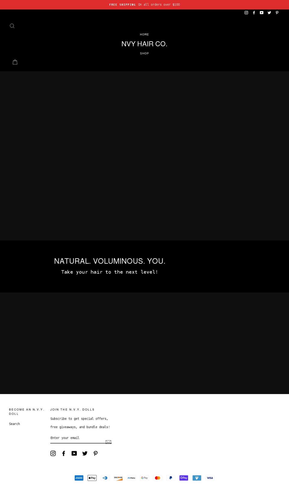 nvyhairco.com — Shopify storefront screenshot